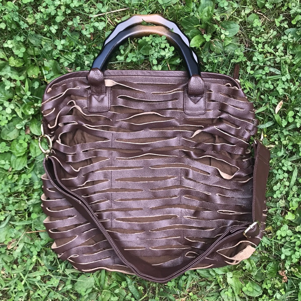 Romygold biker slashed leather handbag